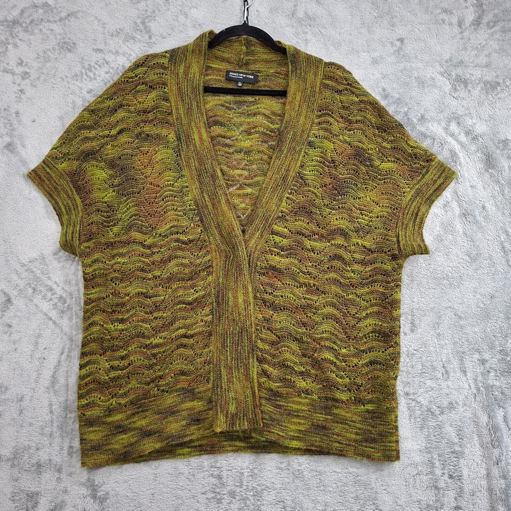 Jones New York XL Wool Mohair Blend Shawl Cardigan Button-front Fuzzy Sweater
